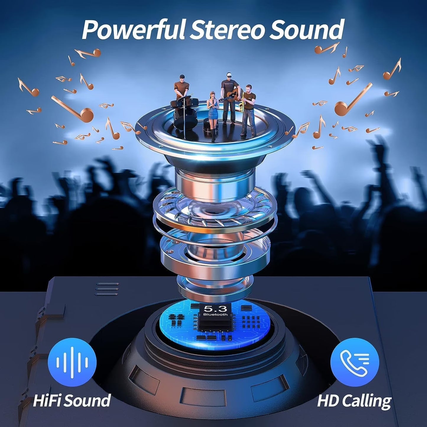 Wireless Ear Buds Bluetooth Earbuds 76H Playback Noise Cancellation Clear Calls Headphones Power Display Protable Charging Case Light Weight IPX7 Waterproof Earphones for Android Ios