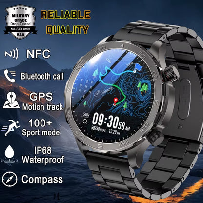 GPS Track Smart Watch AMOLED Screen Always Show Time Sports Fitness Heart Rate IP68 Waterproof Compass Call 2026 New Smartwatch